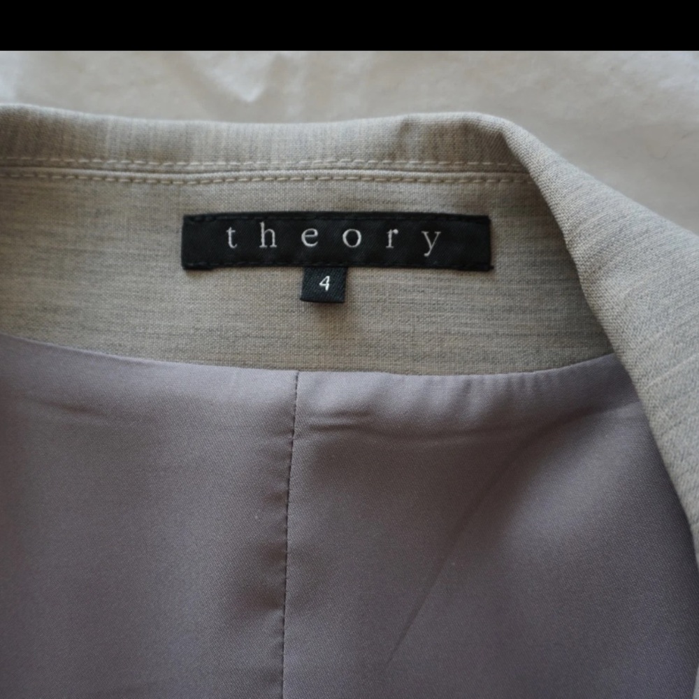 Theory Womens Rory Tailor Tailored Wool Gray Sand Blazer Jacket 4 - Picture 6 of 9